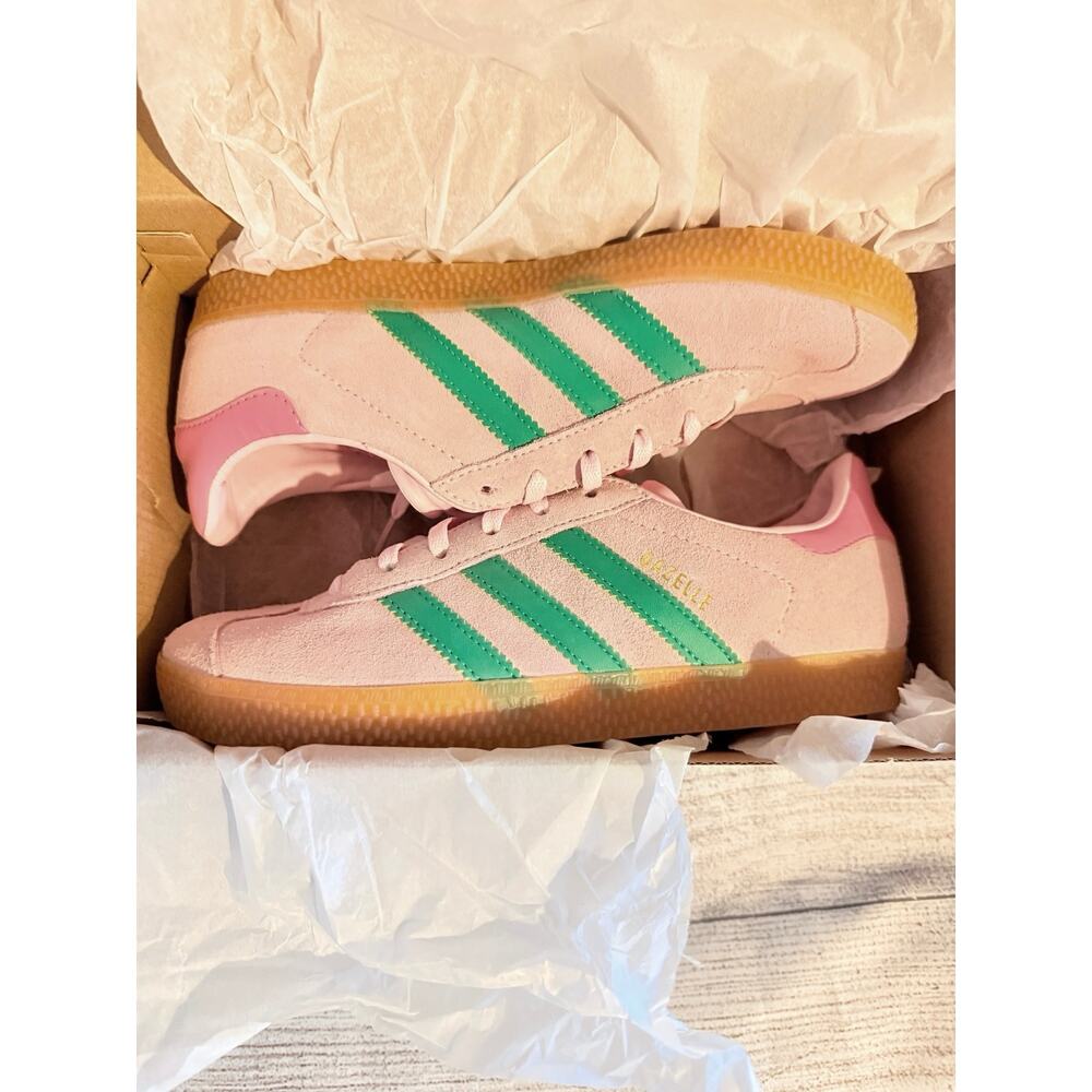 Adidas Gazelle Clear Pink Court Green Size 4.5Y